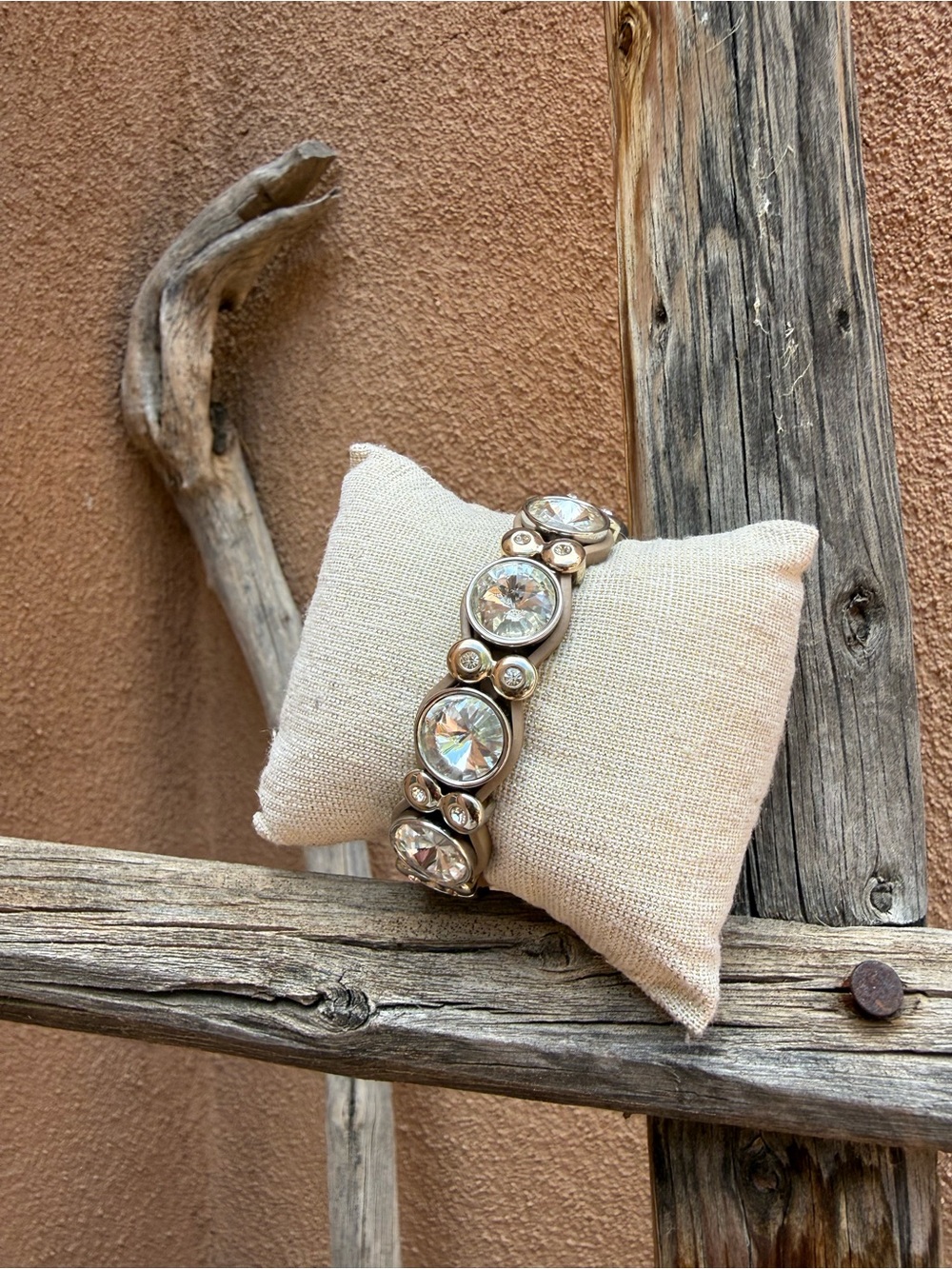White  House Black Market Gold-Tone Crystal Bracelet with Clear Stones